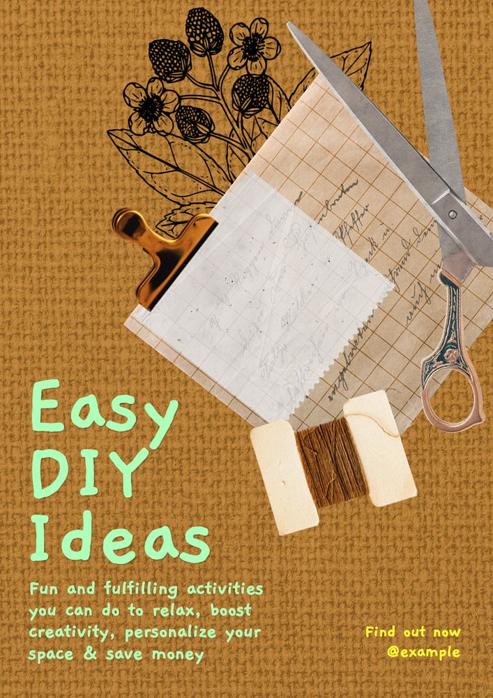 DIY ideas poster template, editable text and design