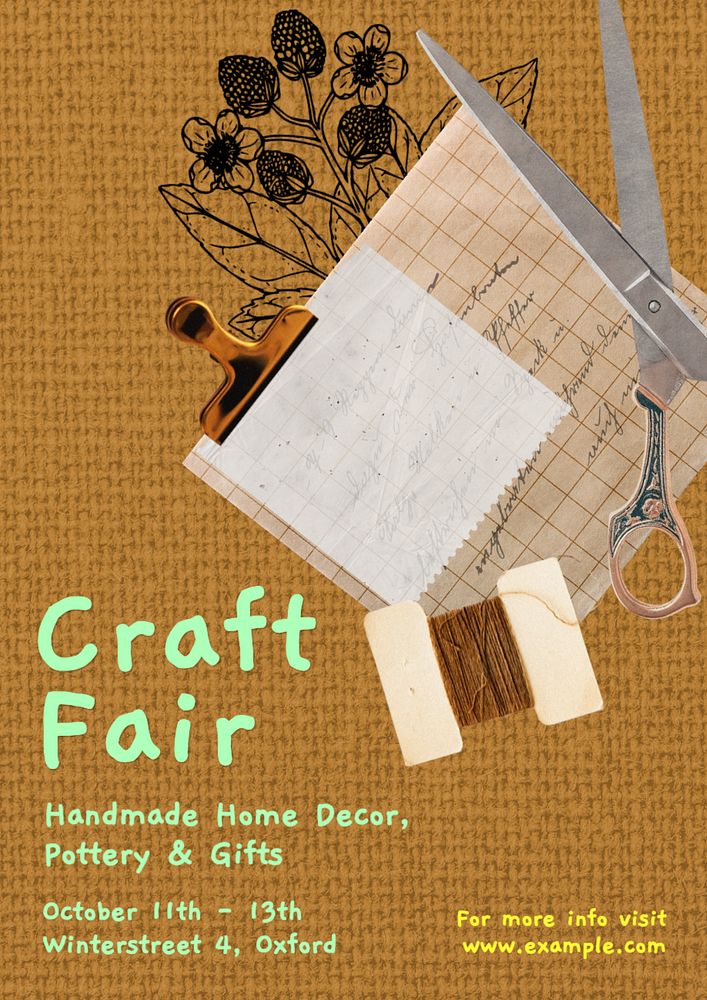 Craft fair poster template, editable text and design