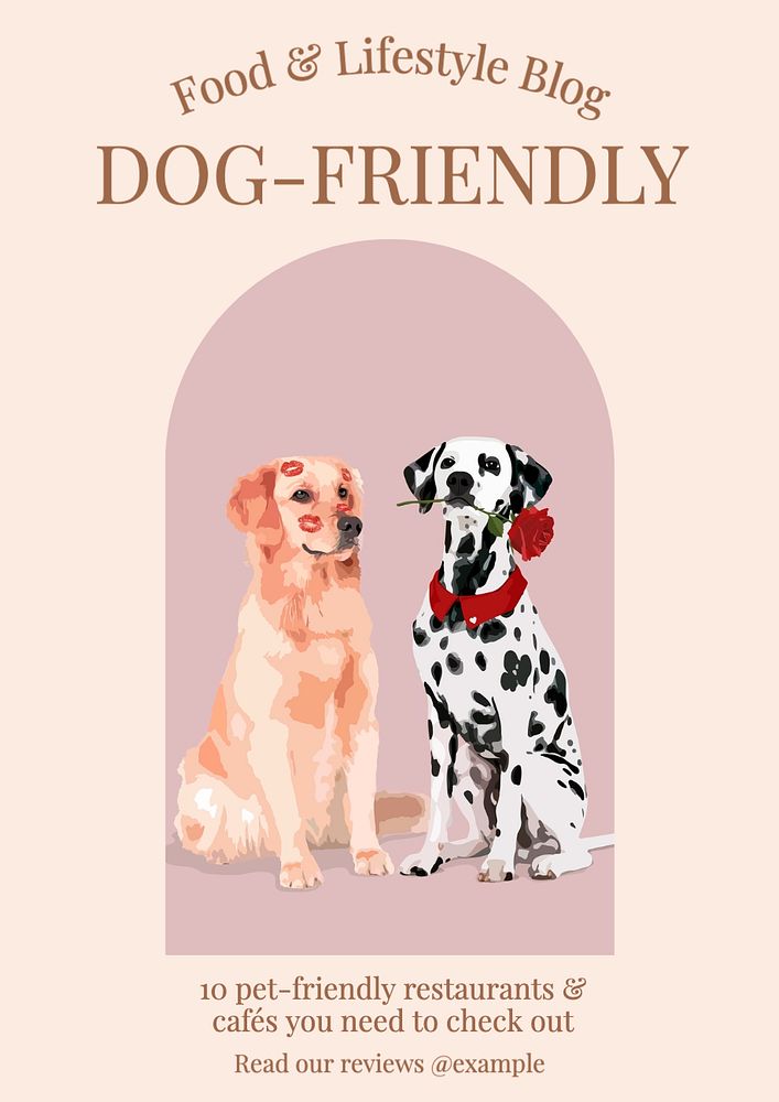 Dog & pet-friendly restaurants poster template, editable text and design