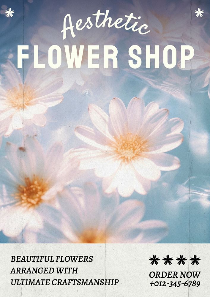 Flower shop poster template, editable text and design