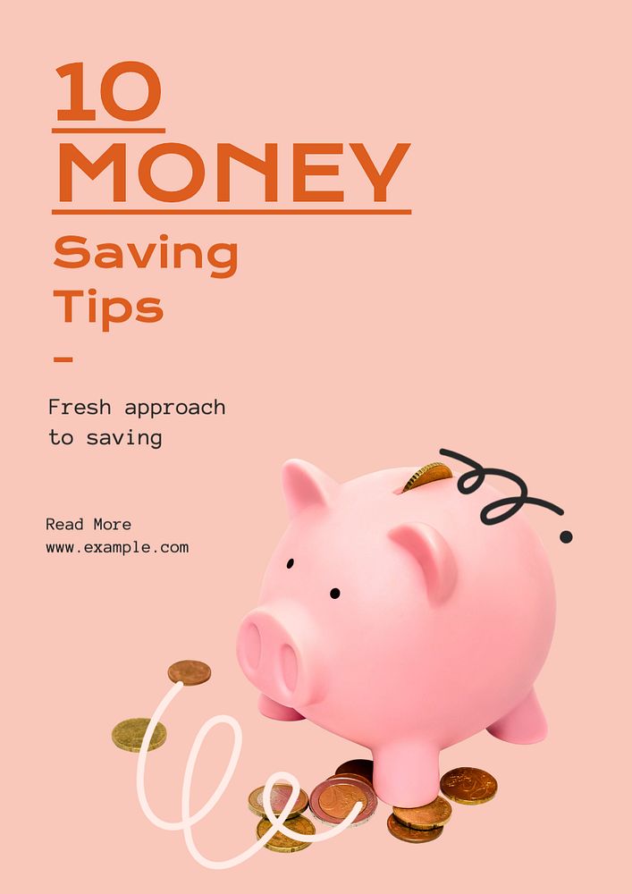 Money saving  poster template, editable text and design