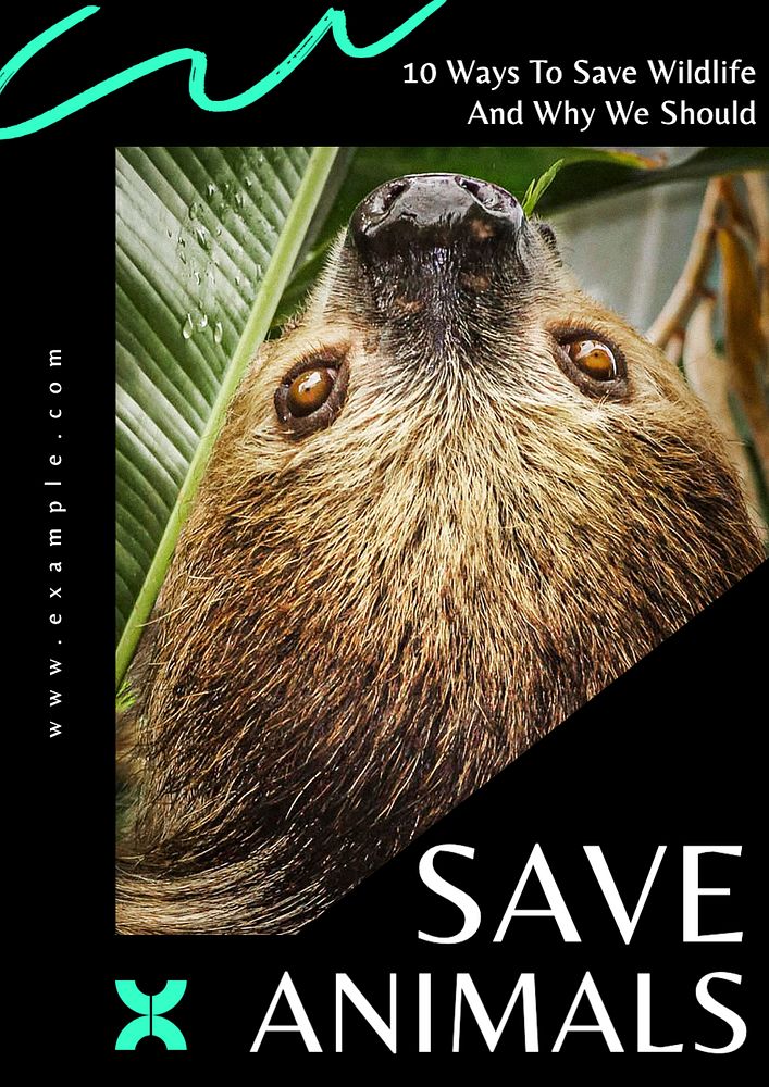 Save animals poster template, editable text and design