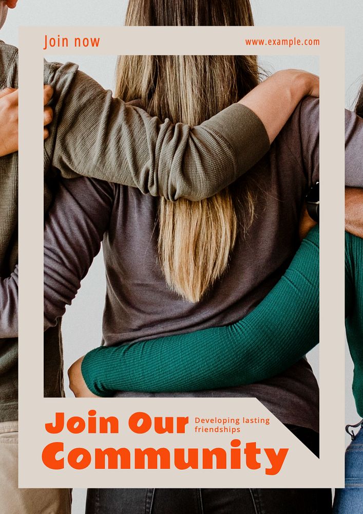 Join our community poster template, editable text and design