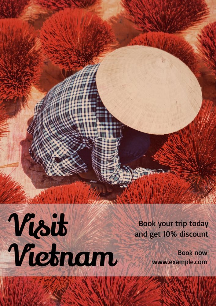 Visit vietnam poster template, editable text and design