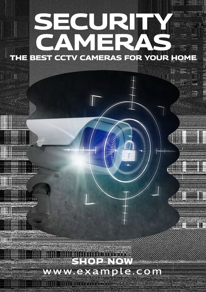 Security cameras poster template, editable text and design