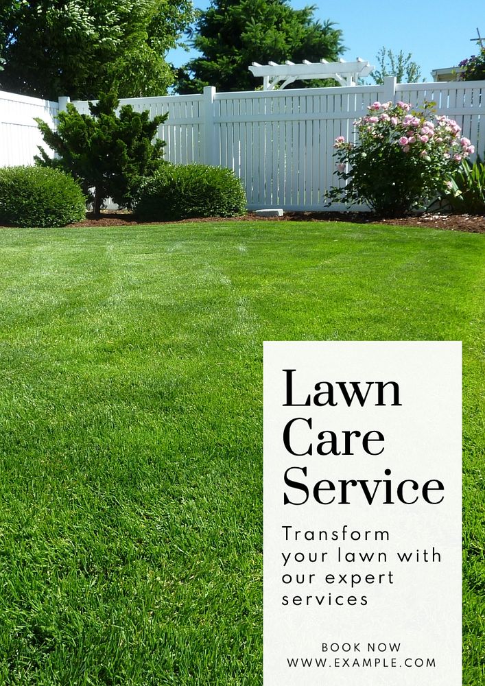 Lawn care service poster template, editable text and design