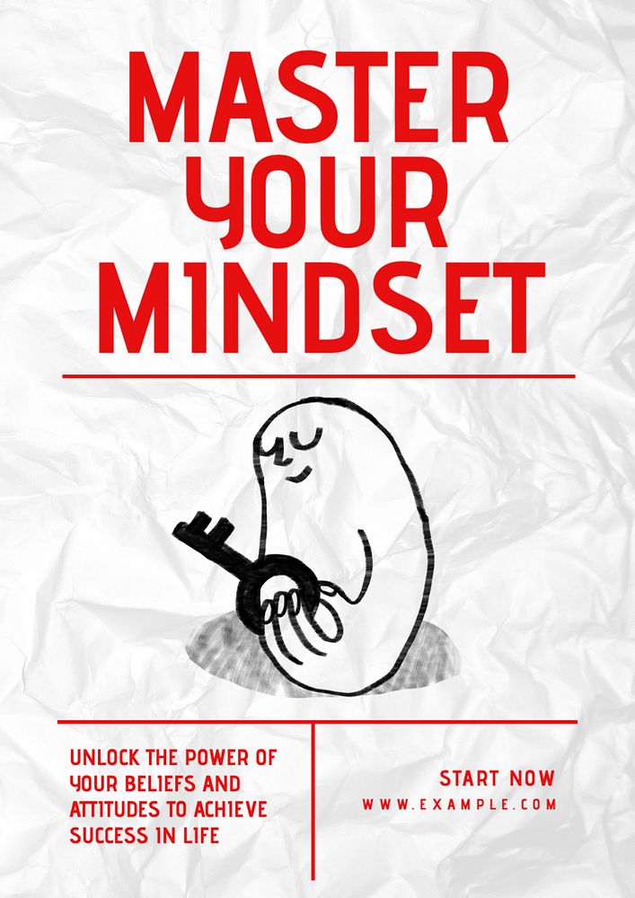 Master your mindset poster template, editable text and design