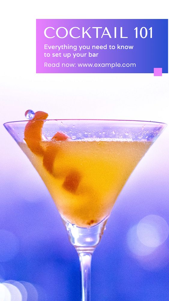 Cocktail 101 social story template, editable Instagram design