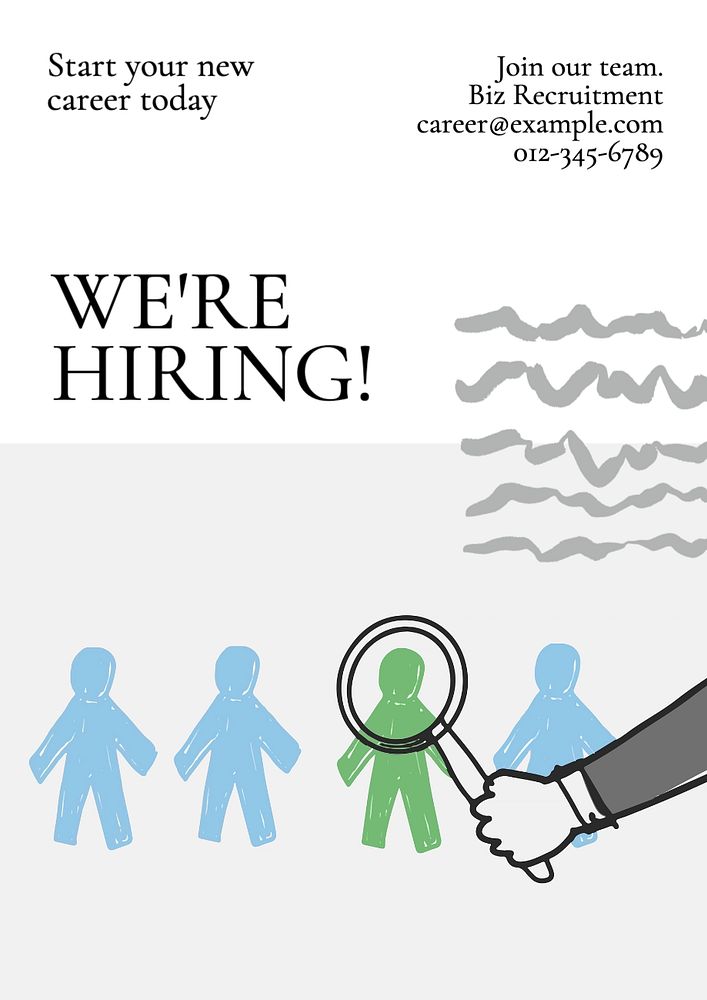 We're hiring poster template, editable text and design