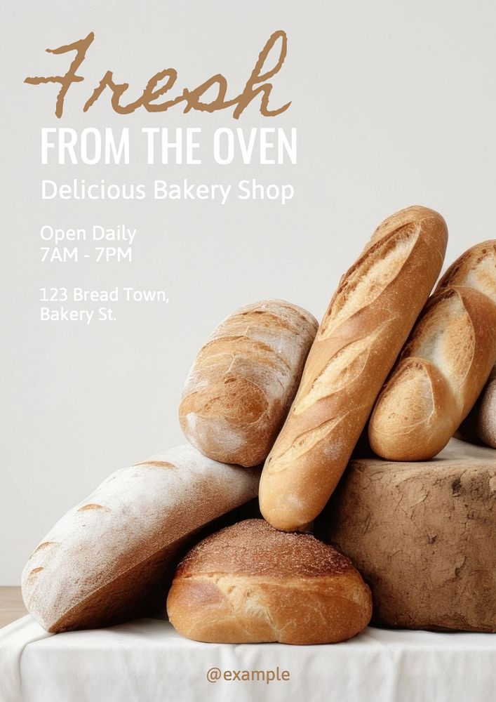 Bakery shop poster template, editable text and design