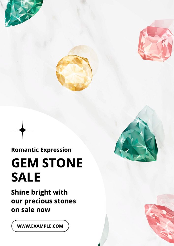 Gem stone poster template, editable text and design