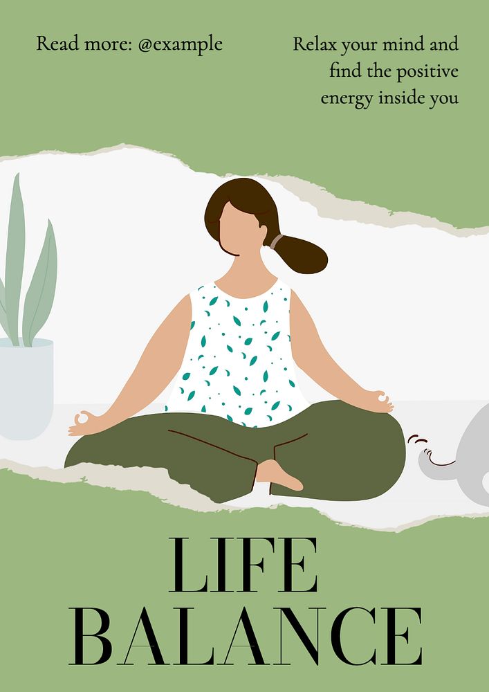 Life balance poster template, editable text and design