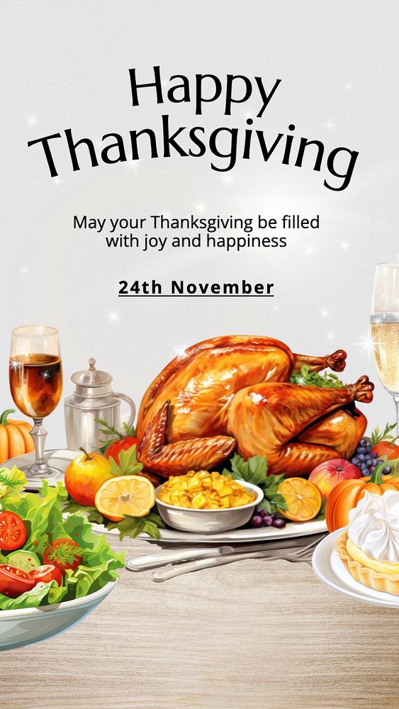 Happy Thanksgiving Instagram story template, editable text