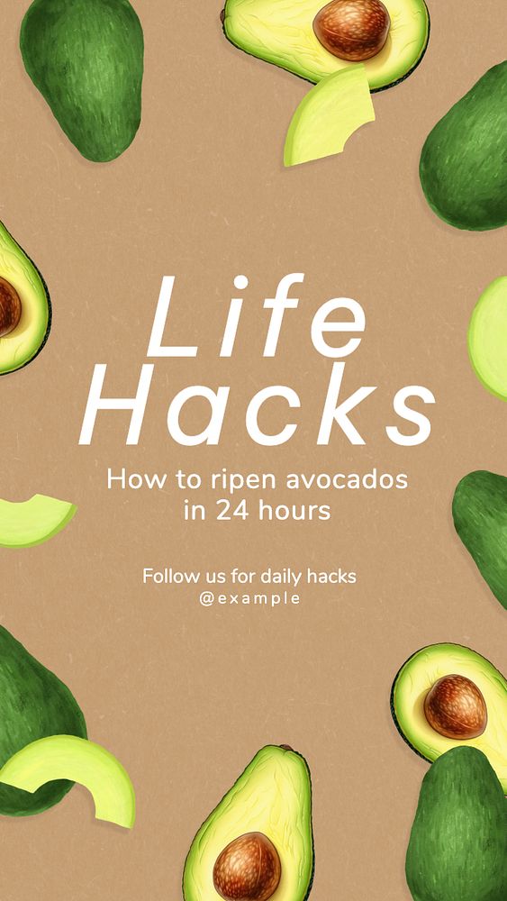 Life hacks Instagram story template, editable text