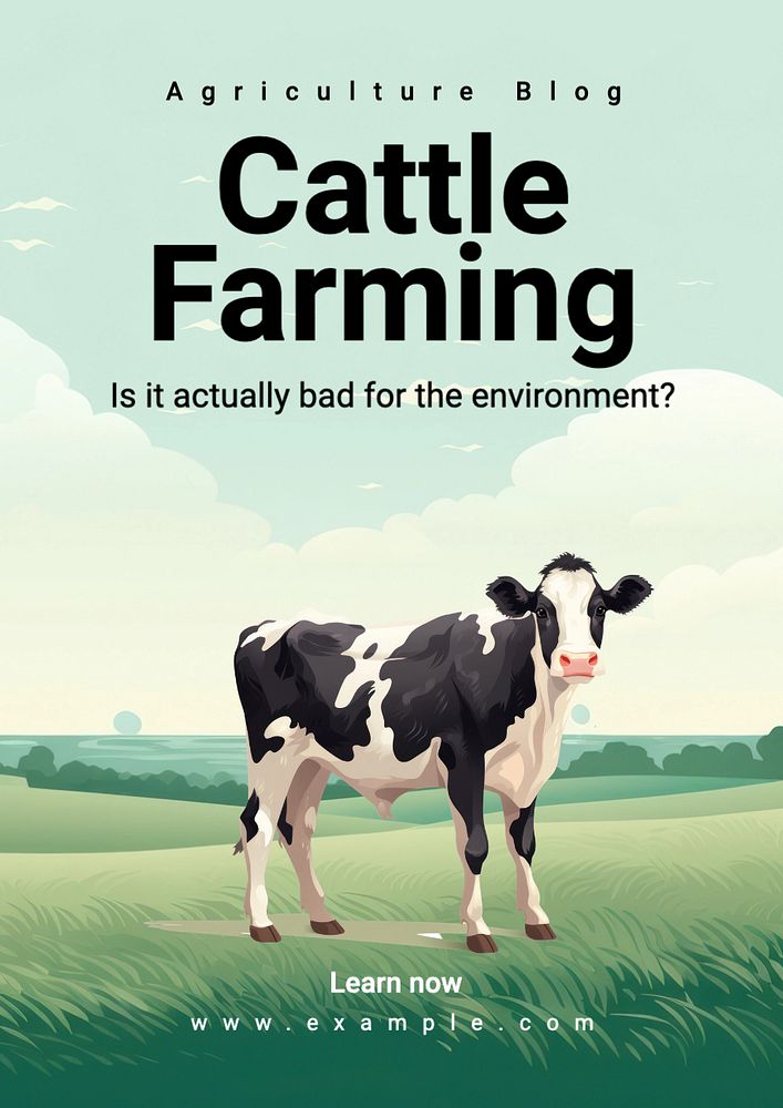 Cattle farming poster template, editable text and design