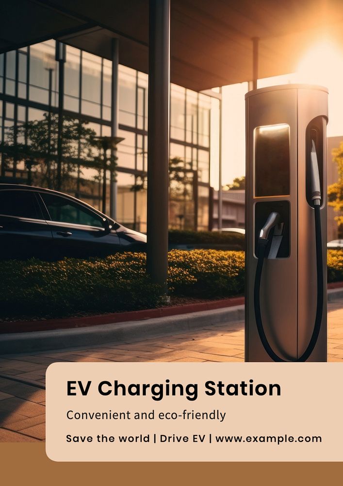 EV charging poster template, editable text and design