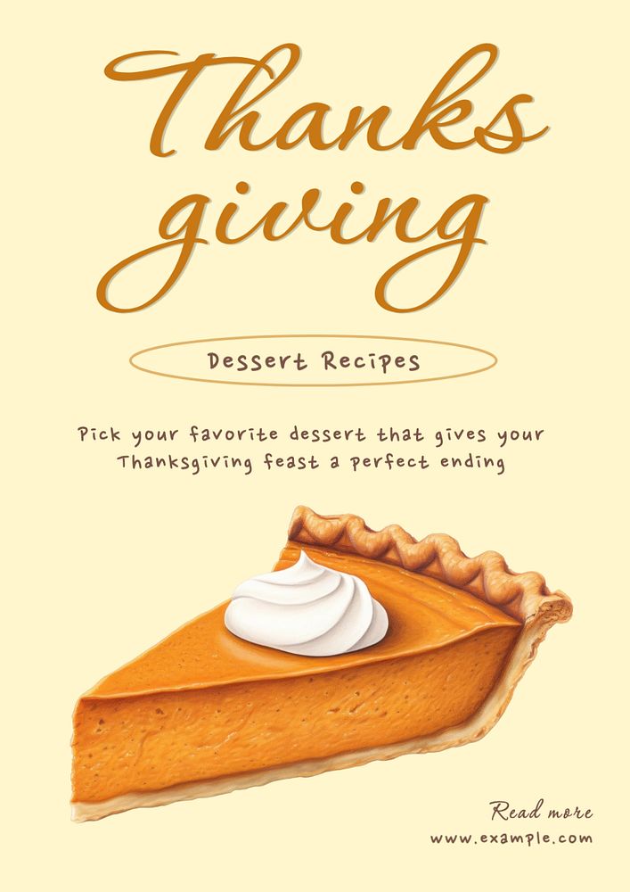 Thanksgiving dessert poster template, editable text and design