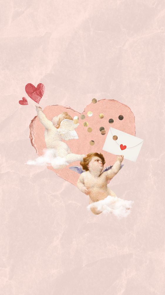 Cherubs Valentine's Day iPhone wallpaper editable design