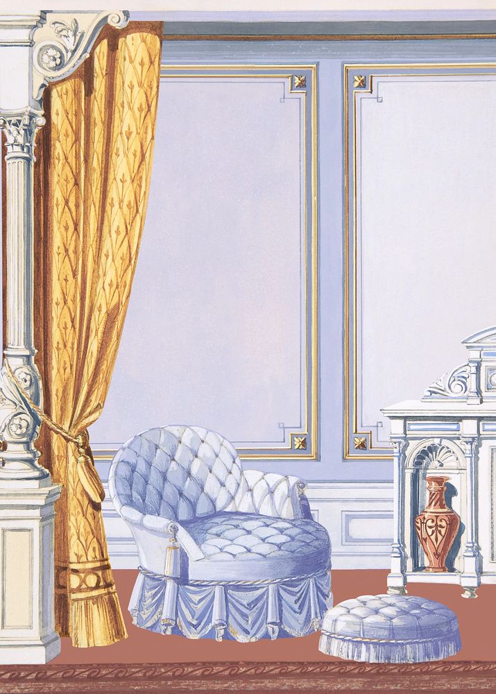 Late 19th century living room interior design illustration. Digitally enhanced by rawpixel.