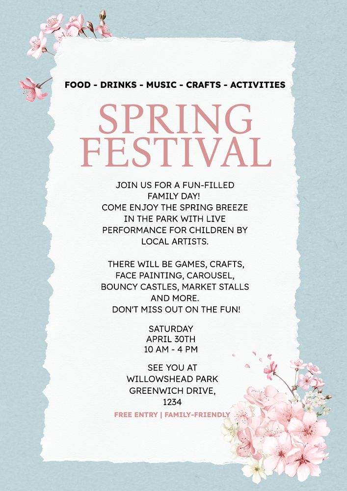 Spring festival poster template, editable text and design