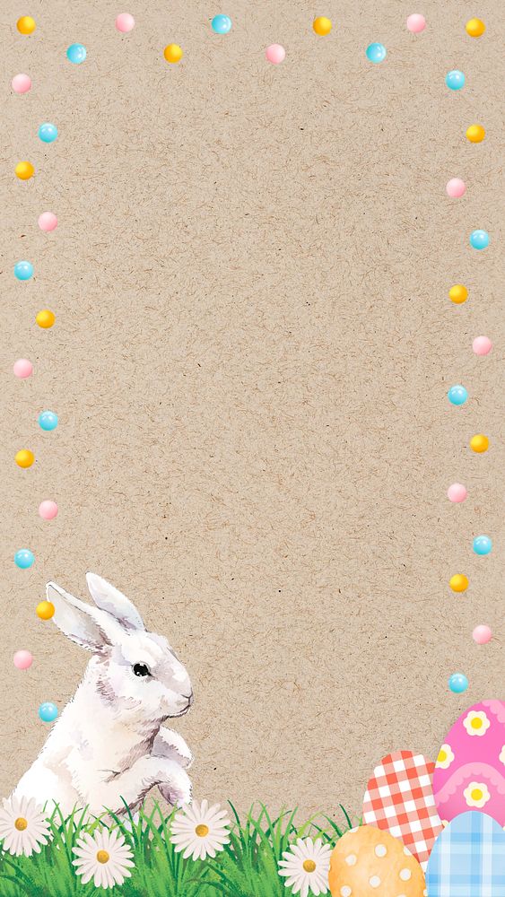 Easter bunny frame iPhone wallpaper, editable design