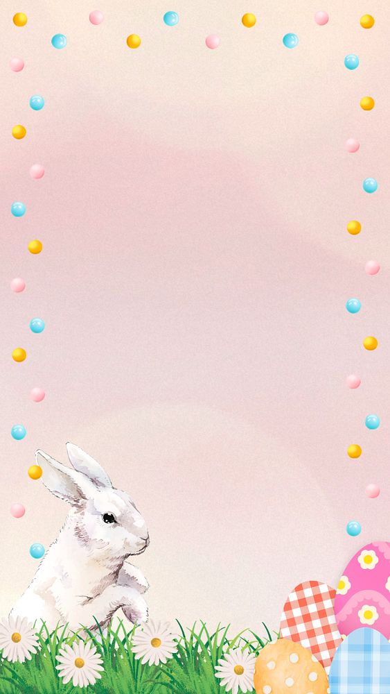 Easter bunny frame iPhone wallpaper, editable design