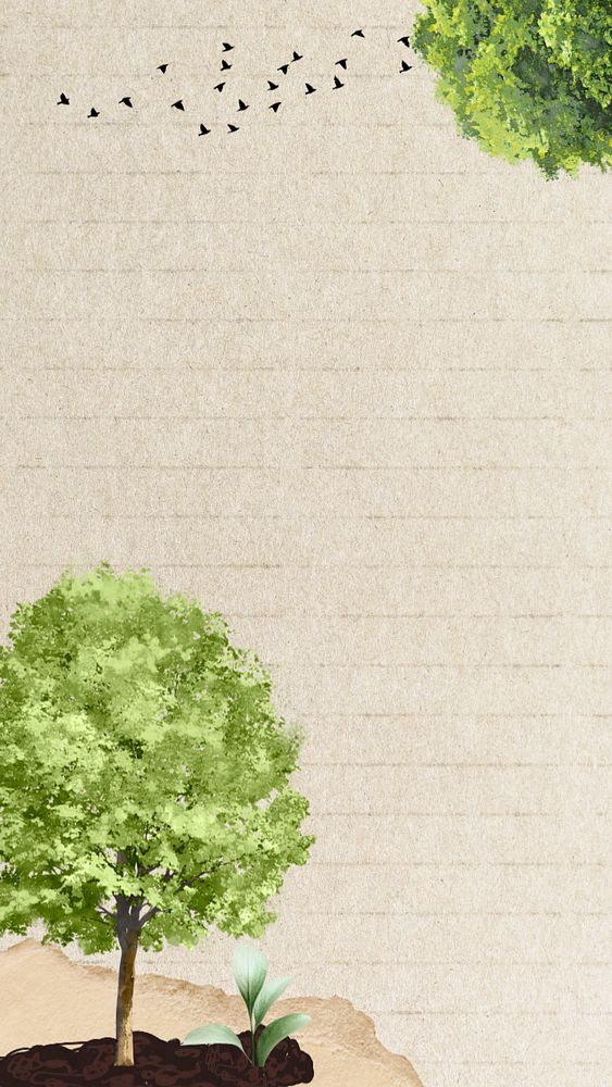 Trees environment border iPhone wallpaper, editable design