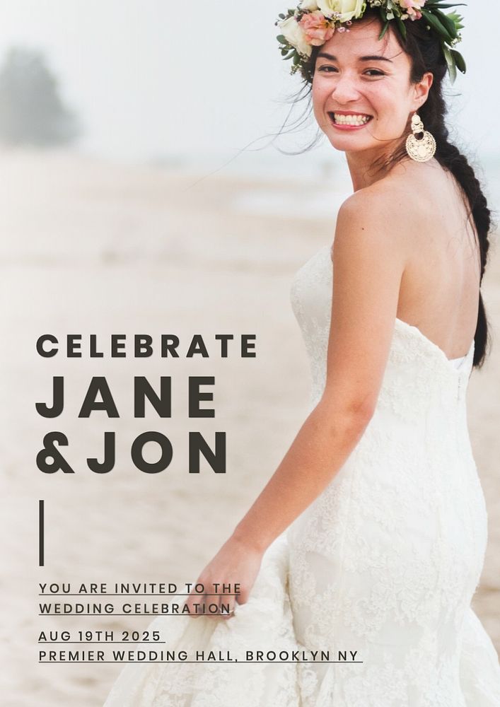 Wedding celebration poster template, editable text and design