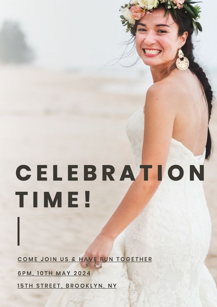 Celebration time poster template, editable text and design