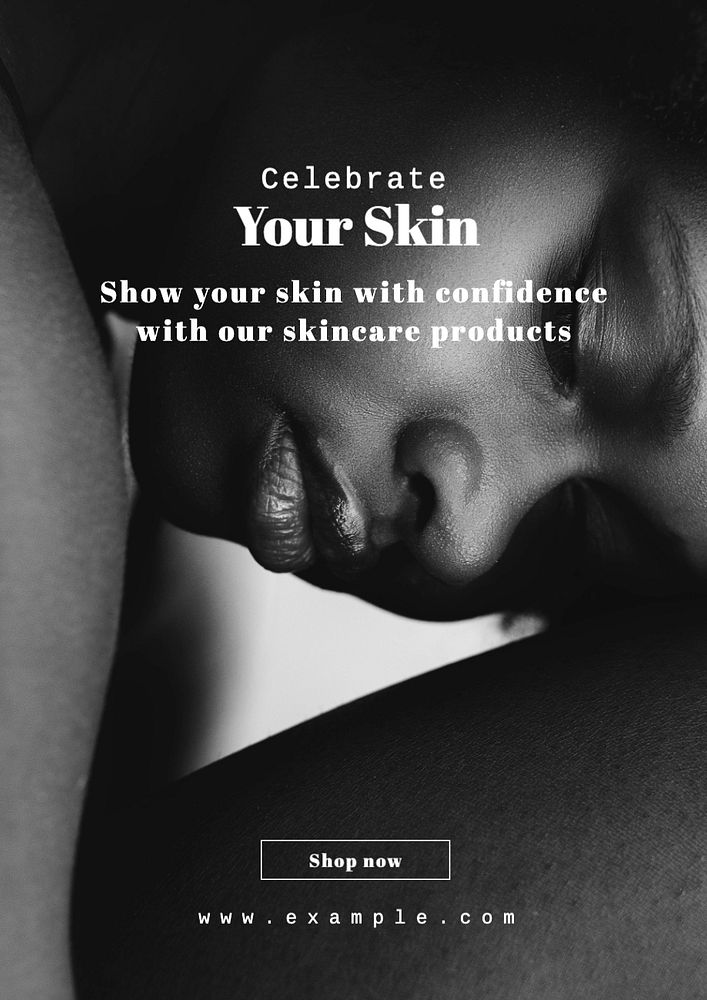 Celebrate your skin poster template, editable text and design