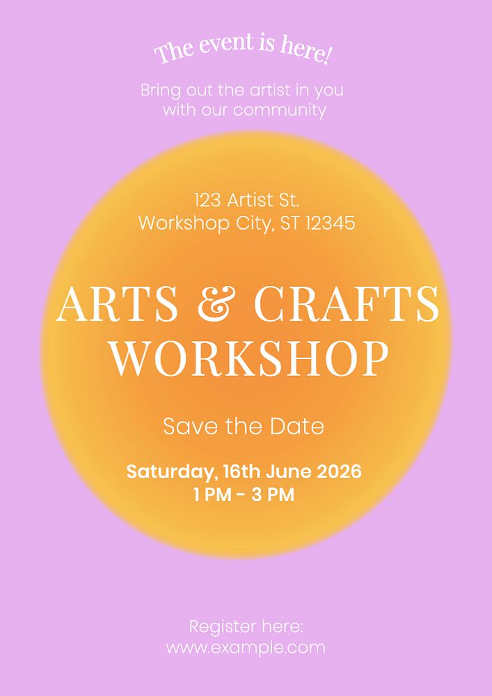 Workshop event poster template, editable text and design