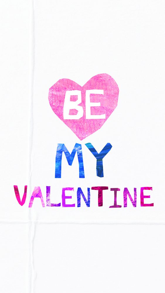 Be my Valentine word, love paper craft collage, editable design