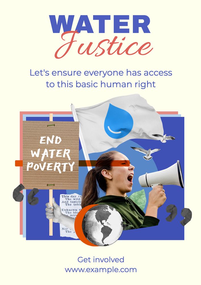 Water justice poster template, editable text and design