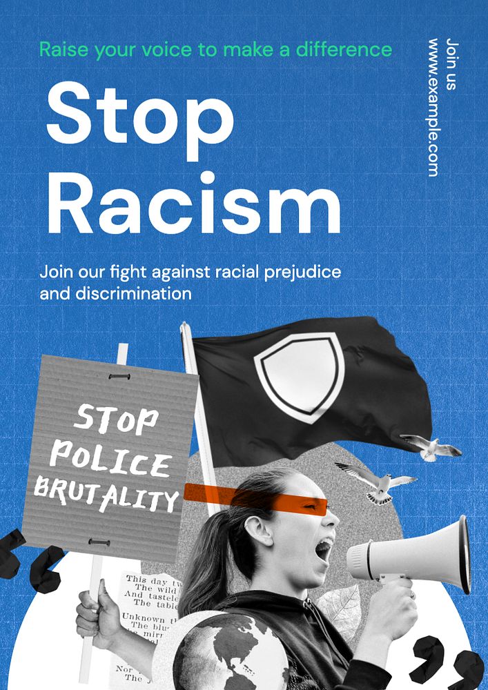 Stop racism poster template, editable text and design