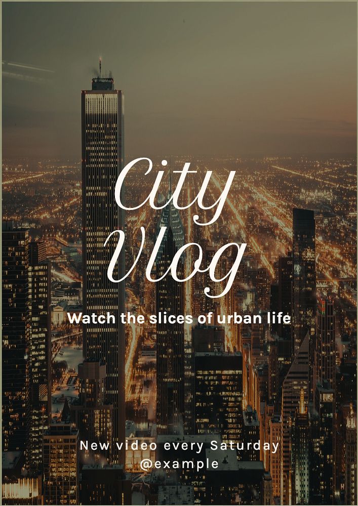 City vlog poster template, editable text and design