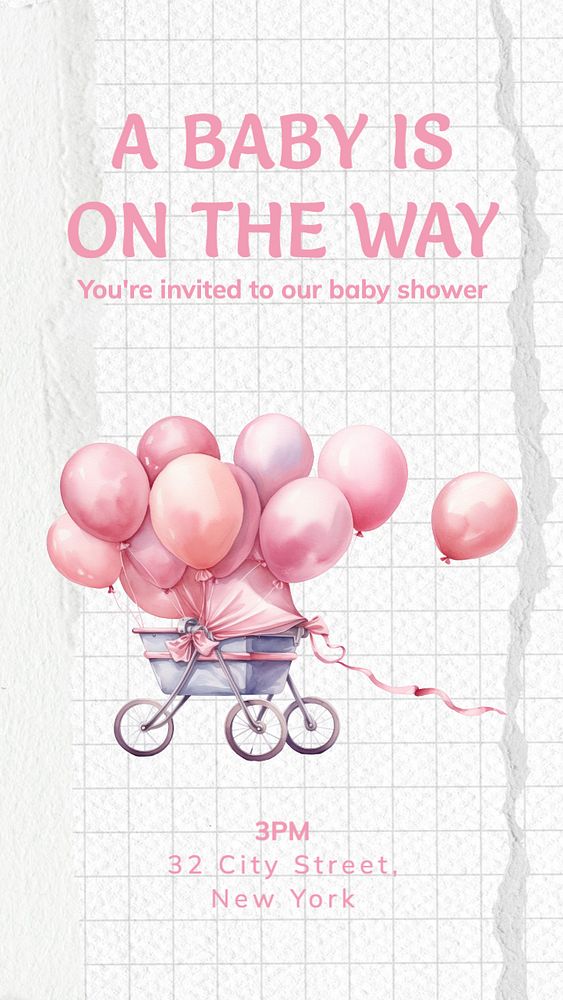 Baby shower Instagram story template, editable design