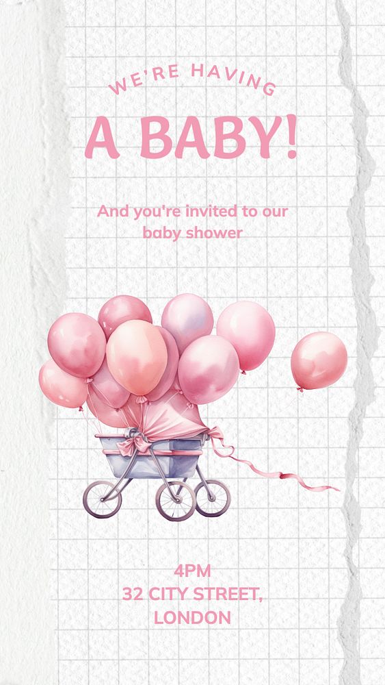 Baby shower Instagram story template, editable design