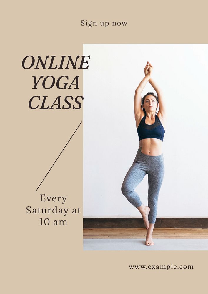 Online yoga class poster template, editable text and design