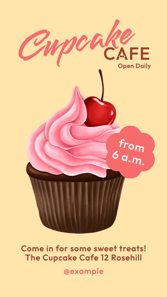 Cupcake cafe Facebook story template, editable design