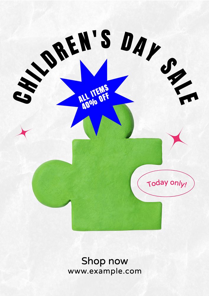 Children's day sale poster template, editable text and design