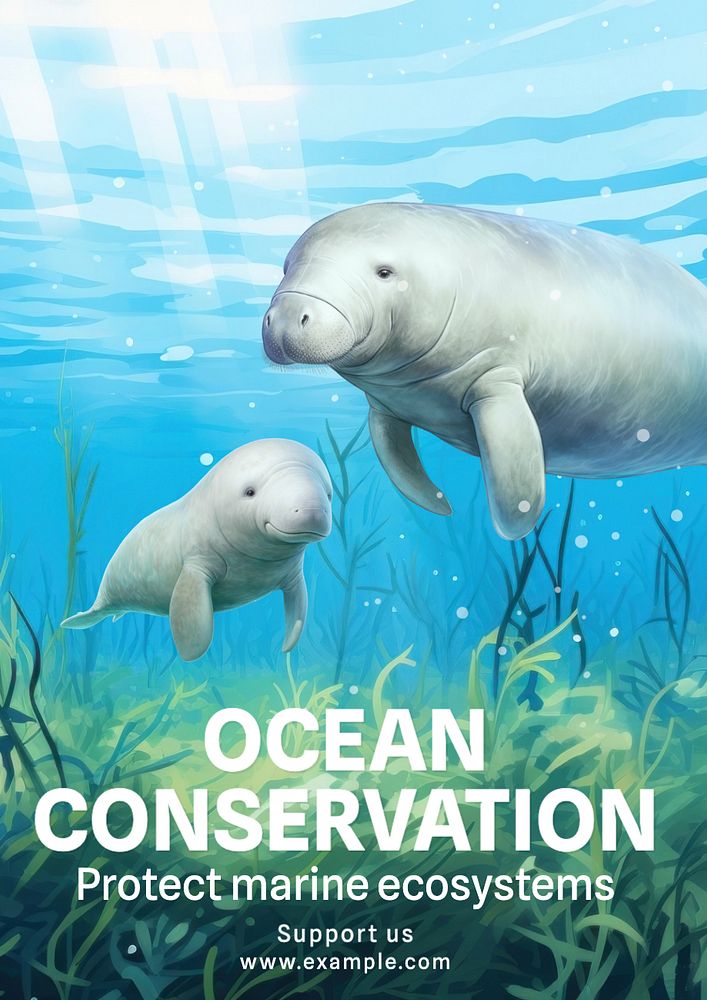 Ocean conservation  poster template, editable text and design