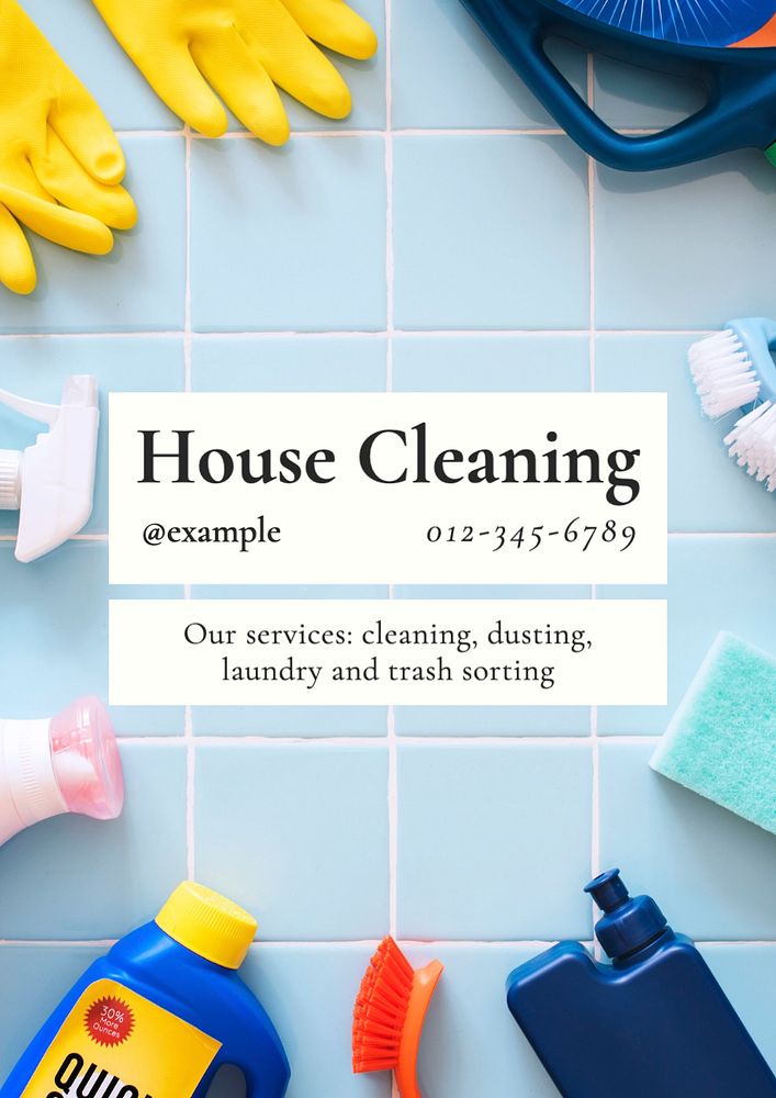 Cleaning service  poster template, editable text and design