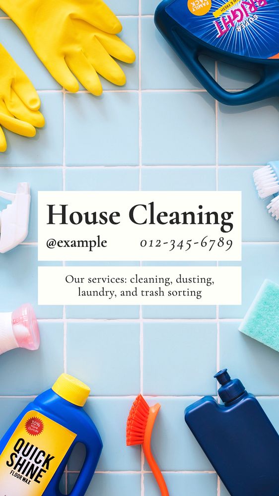 Cleaning service  Instagram story template, editable text