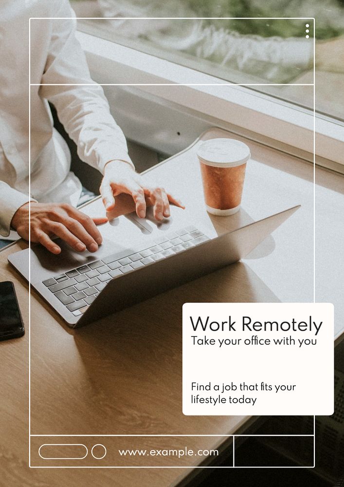 Remote working  poster template, editable text and design