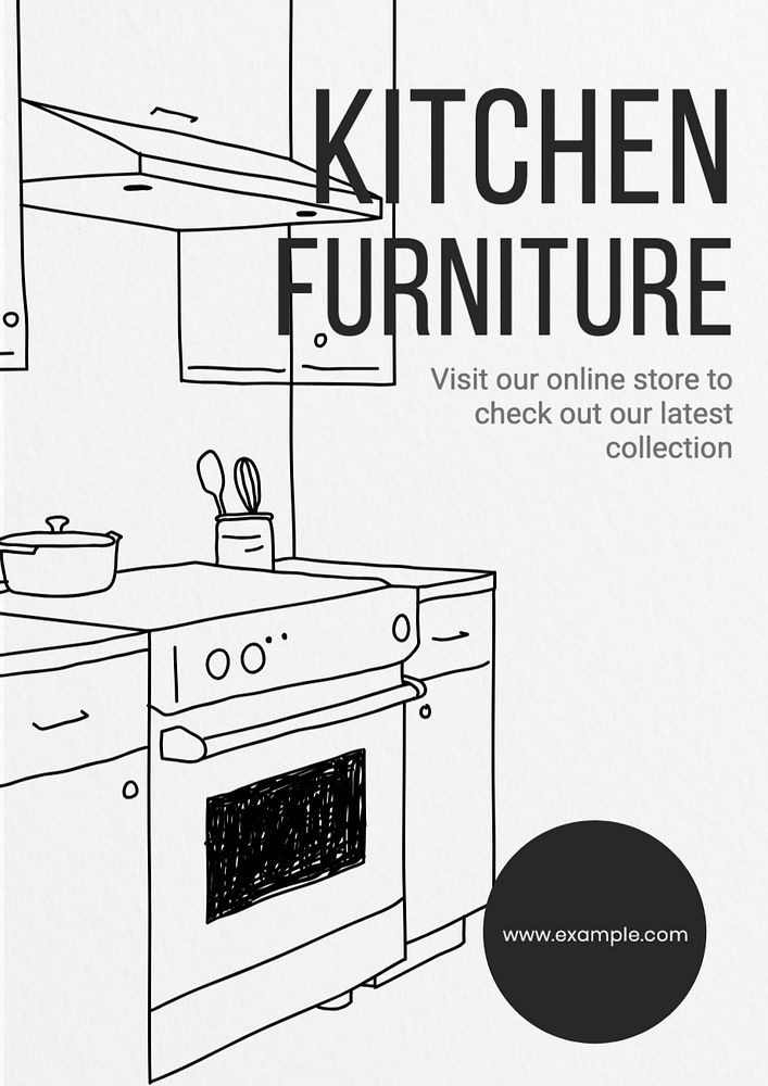 Kitchen furniture poster template, editable text and design