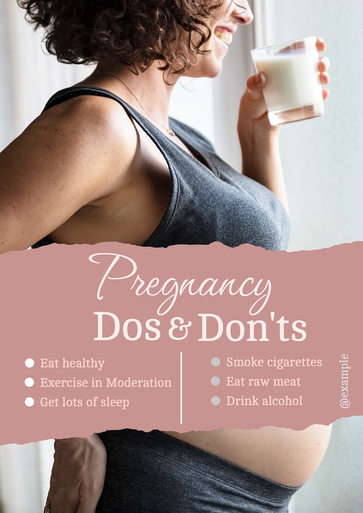 Pregnancy do and don't  poster template, editable text and design