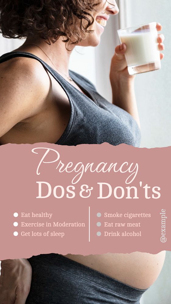 Pregnancy do and don't  Instagram story template, editable text