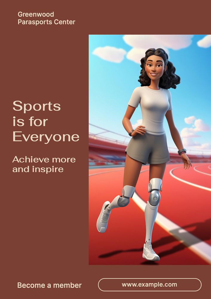 Inclusive sports poster template, editable text and design