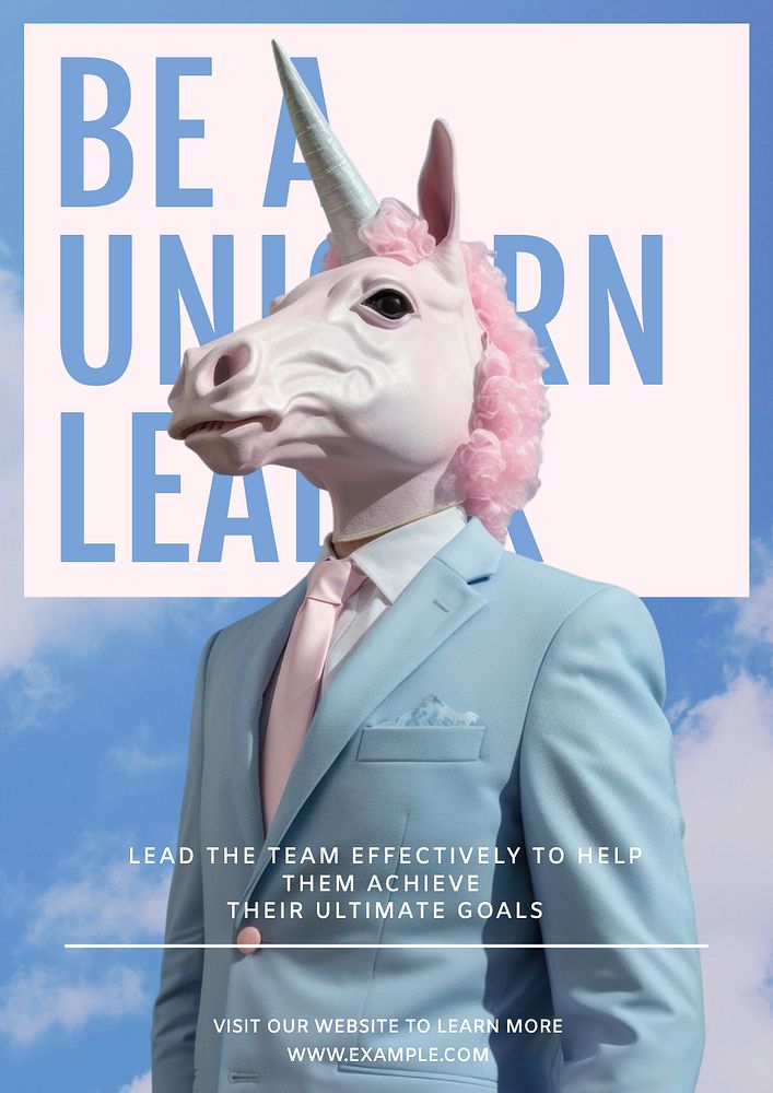 Unicorn leader poster template, editable text and design