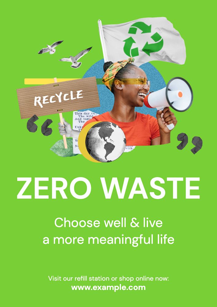 Zero waste poster template, editable text and design